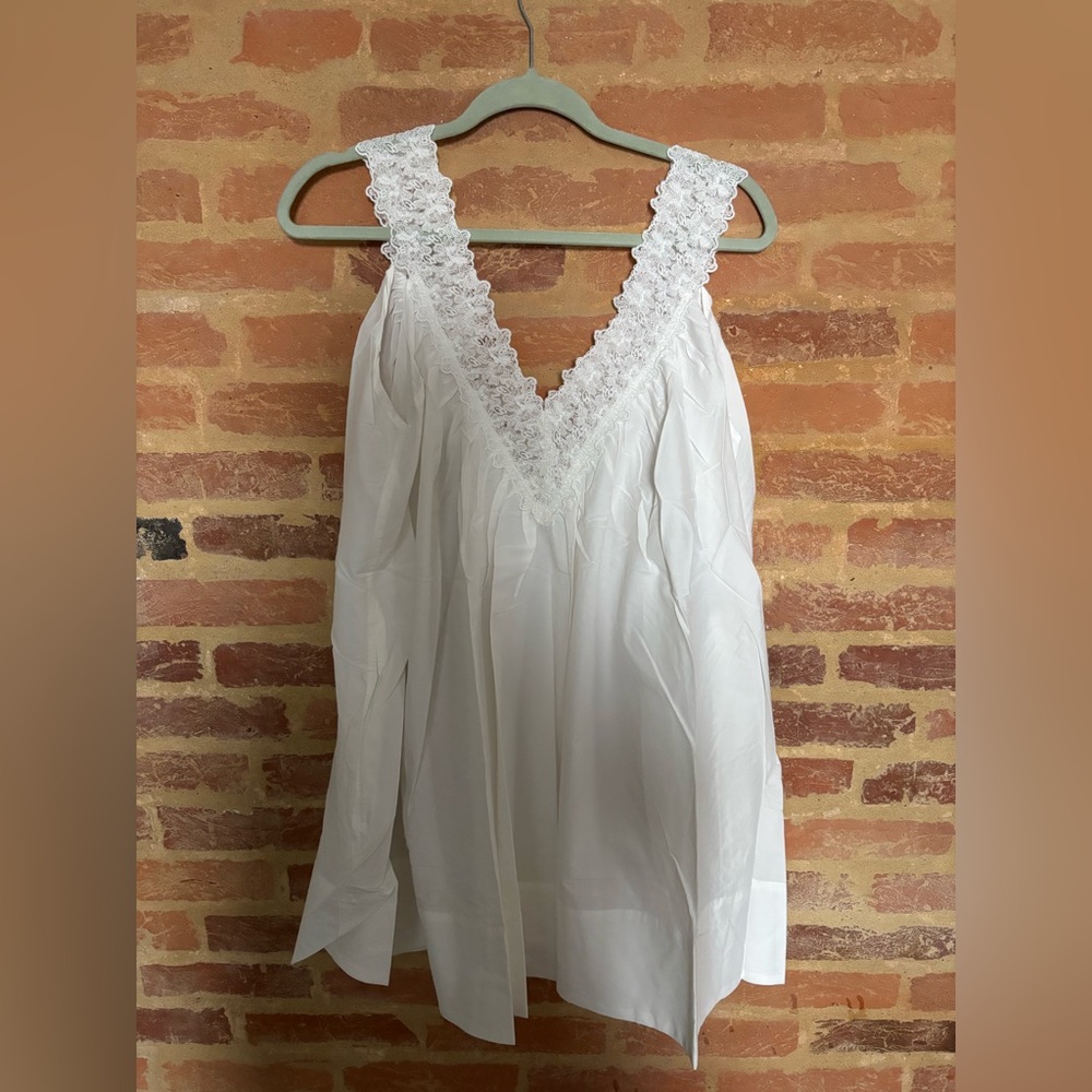 Helsa Mini Dress With Lace in Tech Poplin in White, size small, nwot - Picture 4 of 7